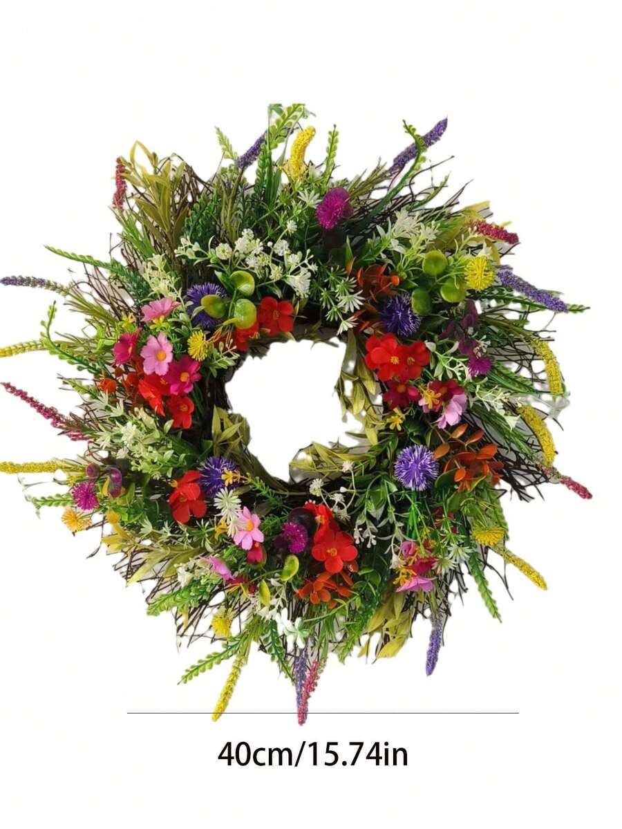 圣诞装饰品 1 件装 圣诞节仿真干花花环 毛茛花 新鲜绿叶植物 永生花 - 彩色 - 查看 1