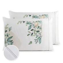 3-Piece Queen Size Sheet Set With Leaf Print And Elastic - 卡其色 - 查看 2