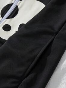 Tween Boy Halloween Costume Long Sleeve Hooded Jumpsuit, Cartoon Glow-In-The-Dark Skull Print, Holiday Party Fashion