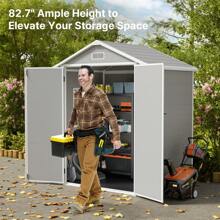 Bealife 6x4ft Outdoor Storage Shed,  Waterproof Resin Sheds Storage With Floor Window Lockable Door  For Patio Backyard Lawn Pool - Grey - View 5
