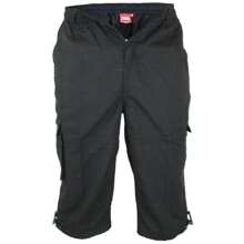 Duke D555 Mens Mason Kingsize Cargo Capri Shorts (Black) - Black - View 1