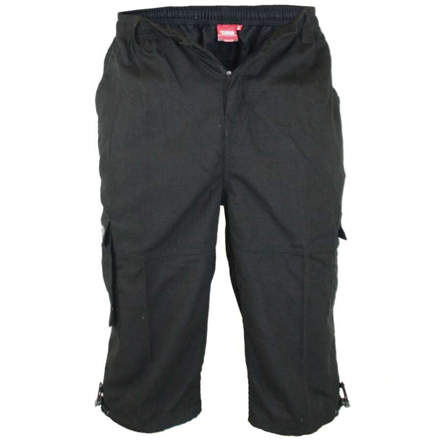 Duke D555 Mens Mason Kingsize Cargo Capri Shorts (Black) - Black - View 1