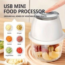 Type-C Rechargeable Household Electric Garlic Crusher, Mini Automatic Multi-Function Blender & Meat Grinder