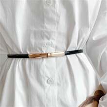 Thắt lưng trắng nhiều màu thanh lịch dành cho nữ, được làm bằng da cao cấp, đơn giản và phong cách, thích hợp để mặc hàng ngày và phụ kiện cho trang phục hoặc váy, phong cách Hàn Quốc - trắng - Xem 10