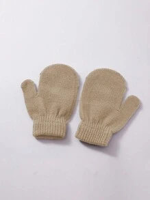 1pair Kids Plain Knit Mittens Gloves, Outdoor Cold Proof Casual Versatile Winter Warm Gloves - Children's Knitted Gloves - View 12