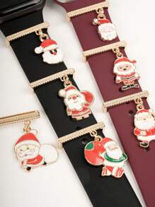1 pieza Anillo decorativo con colgante de figura de Papá Noel para banda de Apple Watch y bandas de Galaxy Watch, accesorio regalo de Navidad - Unitalla - Ver 5