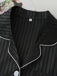 2pcs Women Casual Zebra Print Long Sleeve Top & Pants Pajama Set, Suitable For Home & Outdoor Wear - Black - View 3