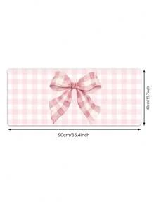 1 件粉色格子蝴蝶结图案鼠标垫，橡胶材料台式垫，适用于台式电脑/笔记本电脑、办公/游戏键盘垫、防滑鼠标垫 - 彩色 - 查看 10