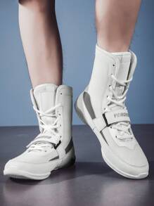 TACHUAN 1双男士21厘米高帮专业拳击鞋、摔跤训练靴、泰拳健身鞋 - 白色 - 查看 9