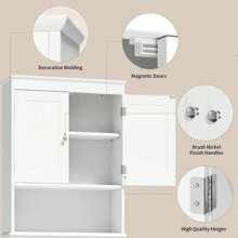 Lofka Over The Toilet Storage Cabinet, Bathroom Shelf Organizer With Anti-Tip Device And Doors, Small Freestanding Space Saver With Adjustable Shelf For Small Space, Laundry Room, Rome Decor Furniture, White - 白色 - 查看 6