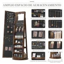 LVSOMT Jewelry Cabinet With Full Rotating Mirror 155*37cm