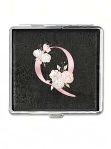Mini Classic Personalized Cigarette Case - Ultra-Thin Flip Holder With Elastic Band,Pink Flower Letters A-Y, Durable Travel Accessories For Women, Perfect Holiday Gift For Halloween, Christmas, Thanksgiving Day, And More ﻿ - Black - View 23