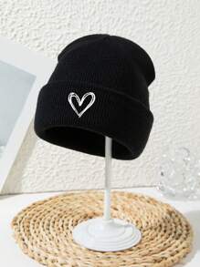 1 Pc Unisex Heart Embroidery Outdoor Sports Ski Casual Acrylic Knit Beanie, Suitable For Autumn/Winter - Multicolor - View 20