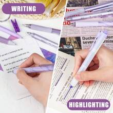 12Pack Pastel Gel Ink Pen Set, 11 Pack Black Ink Pens With 1Pack Highlighter For Writing, Retractable 0.5mm Fine Point Cute Note Taking Pens For School Office