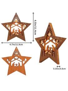 1 pièce Pendentif Scène de Crèche, Étoile en Bois de Forme Créative Nouvelle Décoration, Étoile de Sapin de Noël Scène de Noël Souvenir, Cadeau pour la Famille, les Amis et les Chrétiens, Décoration de Maison, Décoration de Chambre, Décoration Murale