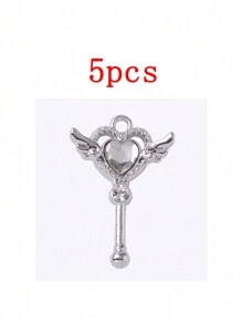 5pcs/Pack Fashion Magic Wand Shaped Zinc Alloy Pendant Charms, Kawaii Fashion Supplies Wholesale