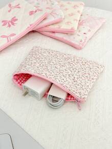 1 Piece Cute Bow Knot Cosmetic Pouch For Small Items Storage Bag Travel Clutch Cosmetic Makeup Pouch Bag - Toiletry Organizer Purse Wristlet Aesthetic Simple Floral Makeup Pouch For Purse Cute Clutch Fabric Flowers Small Cosmetic Pouch Bag With Pink Zipper Beauty Bag, Women Makeup Bag Pouch Travel Toiletry Organizer, Back To School Teacher Gift, Christmas Pattern Tot Bag Christmas Tree Ms. Gift Bag Is Suitable For Christmas Gifts To Friends, Boho Vibes,For Holiday Beach, Bathroom Collection, Bedroom Collection, Large Capacity