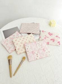 1 Piece Cute Bow Knot Cosmetic Pouch For Small Items Storage Bag Travel Clutch Cosmetic Makeup Pouch Bag - Toiletry Organizer Purse Wristlet Aesthetic Simple Floral Makeup Pouch For Purse Cute Clutch Fabric Flowers Small Cosmetic Pouch Bag With Pink Zipper Beauty Bag, Women Makeup Bag Pouch Travel Toiletry Organizer, Back To School Teacher Gift, Christmas Pattern Tot Bag Christmas Tree Ms. Gift Bag Is Suitable For Christmas Gifts To Friends, Boho Vibes,For Holiday Beach, Bathroom Collection, Bedroom Collection, Large Capacity