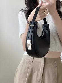 Bolso 'nicho hobo', bolso de hombro versátil para mujer, bolso elegante y minimalista con cierre de cremallera, hecho con unicolor, bolso ideal para la luna creciente para mujer, adecuado para la oficina y los negocios de estilo casual y elegante