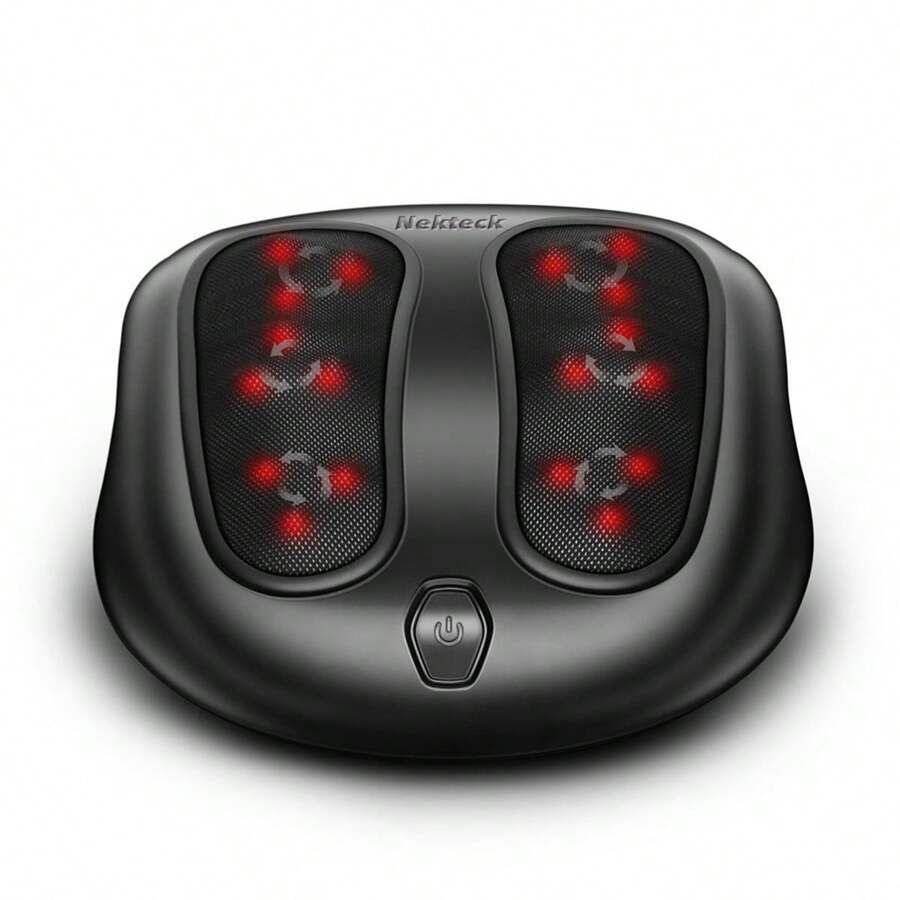 Nekteck Foot Massager With Heat, Shiatsu Heated Electric Kneading Foot Massager Machine For Plantar Fasciitis, Heat Function And Power Cord (Black)