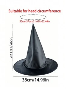 1 pièce Chapeau noir pointu polyvalent à la mode, chapeau d'Halloween - convient pour les représentations dramatiques et les vêtements de festival, chapeau de sorcier de citrouille