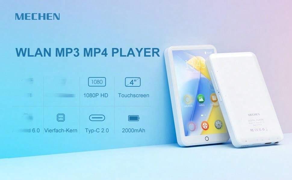 MP3 MP4 Player com tela sensível ao toque de 4,0 polegadas com WiFi e