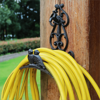 Heavy Duty Cast Iron Garden Hose Holder - Small Water Hose Hanger Wall Mounted - Decorative Indoor Outdoor Hose Rack | 50FT 75FT 100FT Water Hose Bulter Storage