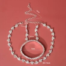 Set De 4 Collares Delicados Decorados Con Cúbico Para Mujeres, Adecuados Para Uso Diario, Bodas Y Fiestas - Plateado - Ver 18