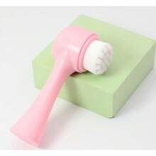 2 In 1 Facial Cleansing Brush Sponge Soft Bristles Double Silicone Tip Exfoliating Massage Device - 藍色 - 查看 2
