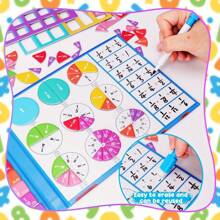 磁性书分数学习，彩虹磁性分数砖圆形活动套装教师用品，家庭学校用品小学家庭数学操作器