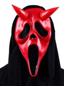 1pc Scary Funny Screaming Mask, Horror Head Cover, Adult Party Prop, Latex Material, Game Prop, Holiday Costume Accessory (Latex Material), Halloween - Multicolor - View 6