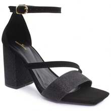 MODARPE Women's Sandals With Thick Block Heel And Shiny B63 - 黑色 - 查看 1
