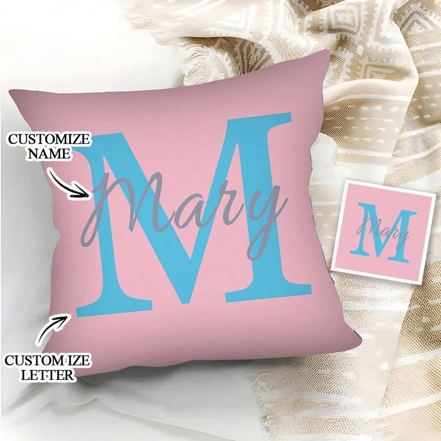 1 pieza Almohada personalizada, almohada personalizada con tu nombre, regalo de cumpleaños, regalo para compañero de clase, familia y amigo, para dormitorio, oficina, cama, sofá, sofá, sillón.