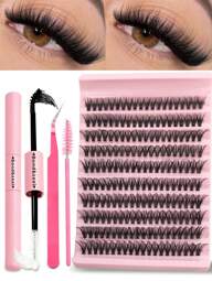 200 Peças Conjunto de Extensão de Cílios Individuais 40D Curl D 8-16mm Kit de Extensão de Cílios Olhar Natural&Frisado&Denso&Ultra Macio&Super Leve Cílios Falsos Individuais Reutilizáveis Segmentados Kit de Extensão de Cílios com Ferramentas de Maquiagem Adesivo e Selante&Pinça de Cílios&Escova de Cílios para Uso Próprio em Casa ou Fora para Uso Diário&Casamento&Encontro&Festa&Festival de Música&Halloween Conjunto de Clusters de Cílios, Cílios, Cílios Postiços