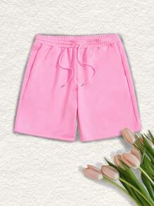 3pcs Solid Color Elastic Waist Tie Loose Pajama Pants - Multicolor - View 7