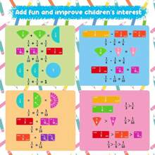 磁性书分数学习，彩虹磁性分数砖圆形活动套装教师用品，家庭学校用品小学家庭数学操作器