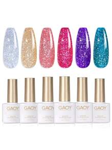 Gaoy 6 Pcs Gel Nail Polish Set - 3 - Hot Pink - View 1