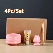 4pcs Ceramic Matcha Bowl Set, Bamboo Matcha Tools, Includes Matcha Bowl, Bamboo Whisk, Matcha Scoop And Ceramic Whisk Holder, Matcha Accessories, Ceramic Travel Tea Set, Suitable For Japanese Matcha Tea Ceremony, Home Tea Lovers, Matcha Enthusiasts, Home Tea Party, Wedding Gifts, Mother's Day Gifts, Gifts For Mom, Gifts For Girlfriend Back To School