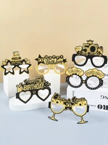 8 Pcs Happy 50th Birthday Party Decor Paper Glasses, Black Gold Glitter Cheers Fifty Years Old Glasses Birthday Party Supplies,Christmas