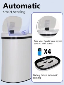 13 Gallon Trash Can Kitchen, Automatic Garbage Can Touchless Motion Sensor, Stainless Steel Trash Can With Lid Anti-Fingerprint Mute Designed, Waste Bin 50L, For Office Bedroom Living Room Trash Can - 白色 - 查看 12