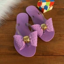 Girls' Flat Sandals With Bows - 中紫紅色 - 查看 2