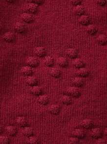 Infant Girls' Valentine's Heart Pattern Knit Sweater - Burgundy - View 5