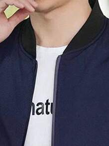 Men Spring/Autumn Casual Solid Color Baseball Collar Jacket