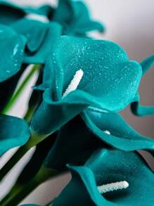 1支/4支/10支装 - 仿真马蹄莲，逼真假花束，适用于婚礼、派对、花园装饰，质感栩栩如生，可用于客厅、卧室、餐桌、办公室装饰，绿松石色，家居装饰，暖色调花卉，插花，冬春装饰，仿真花，情人节、生日、毕业礼物 - 藍綠色 - 查看 5