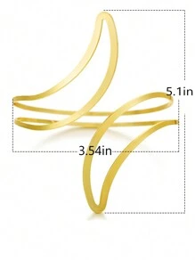 1 件女士金色袖口手镯万圣节简约简约漩涡开口宽线手镯女士可调节手臂手镯朋克粗手镯可调节手臂配饰珠宝万圣节配饰 - 金色 - 查看 10