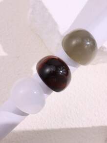 3pcs/Set Minimalist Vintage Solid Color Resin Rings