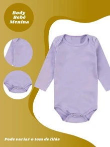 Long Sleeve Bodysuit For Baby Girl - Plain Lilac - 紫色 - 查看 1