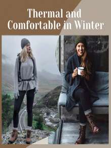 3D 刺绣厚羊毛保暖裤，附赠保暖地板袜，冬季