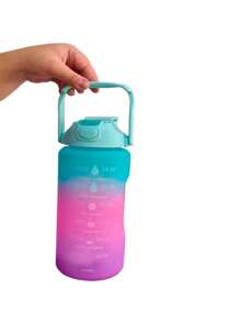 2 Liters Water Squeeze Bottle Motivational Phrases Anti-Leakage Spout With Straw - Màu tím - Xem 6