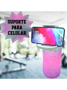 2 Liters Water Squeeze Bottle Motivational Phrases Anti-Leakage Spout With Straw - Màu tím - Xem 2